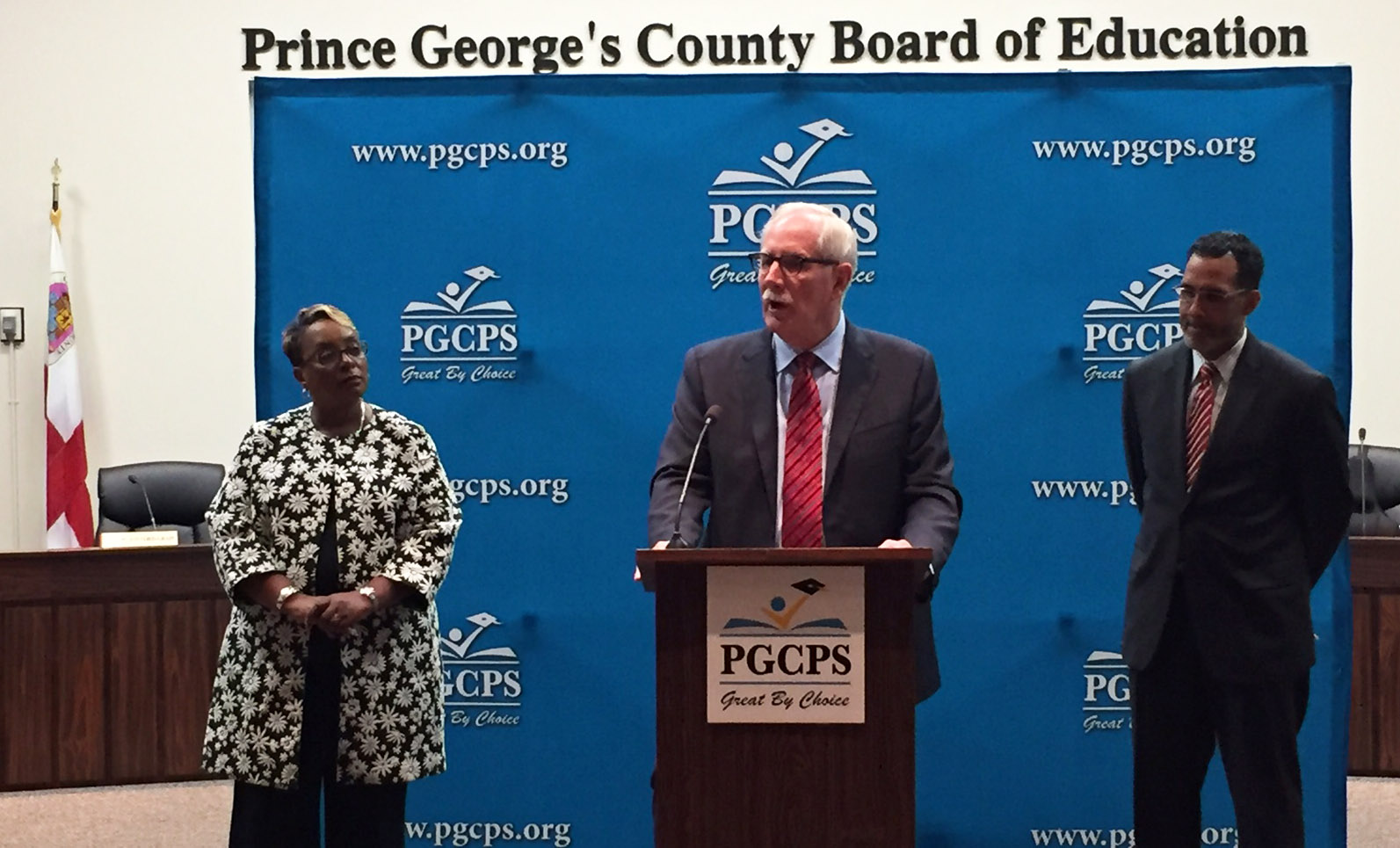 Prince George's County Public Schools chief Kevin Maxwell speaks about the final report from a student safety task force on Tuesday, May 31, 2016. He created the task force in the wake of an arrest of a school aide, who has been charged with sexually exploiting and abusing the young students he worked with. The report details five areas requiring changes including reporting, training and screening, oversight, accountability and curriculum and counseling. (WTOP/Kate Ryan)