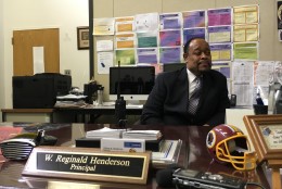 Principal William Henderson sat in on the interview with Brandon. (WTOP/Kate Ryan)