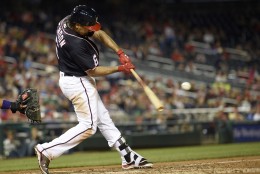 Washington Nationals' Anthony Rendon bats during an interleague baseball game against the Minnesota Twins, Friday, April 22, 2016, in Washington. The Nationals won 8-4. (AP Photo/Nick Wass)