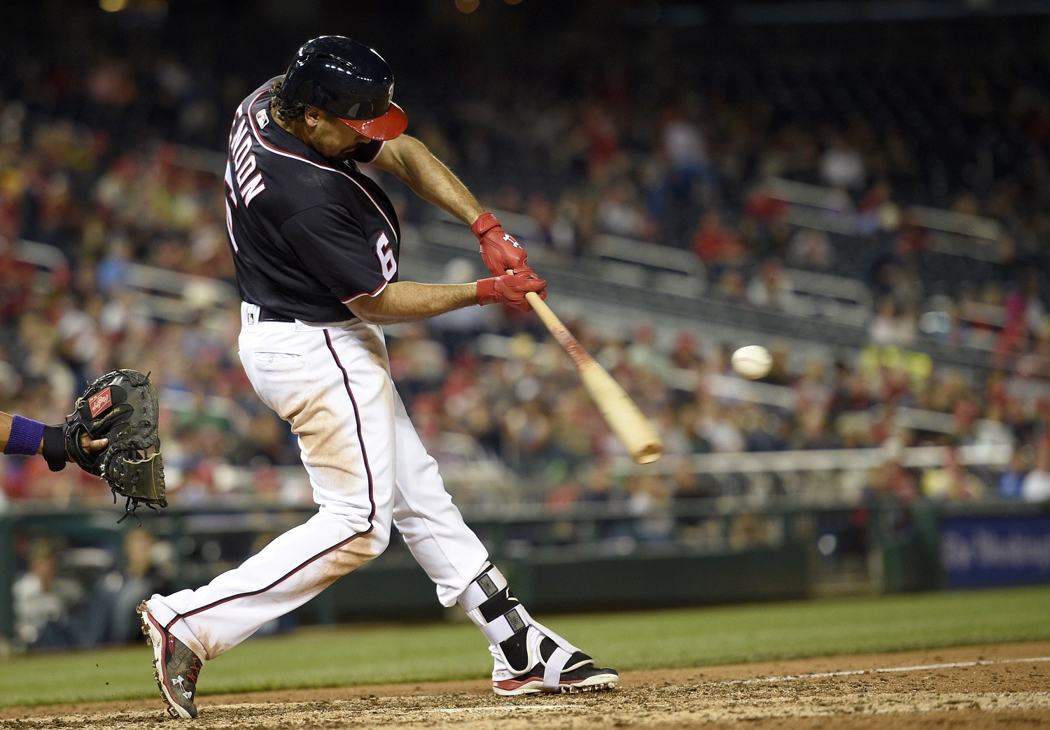 Washington Nationals' Anthony Rendon bats during an interleague baseball game against the Minnesota Twins, Friday, April 22, 2016, in Washington. The Nationals won 8-4. (AP Photo/Nick Wass)