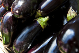 Close up of Aubergine at a market stall