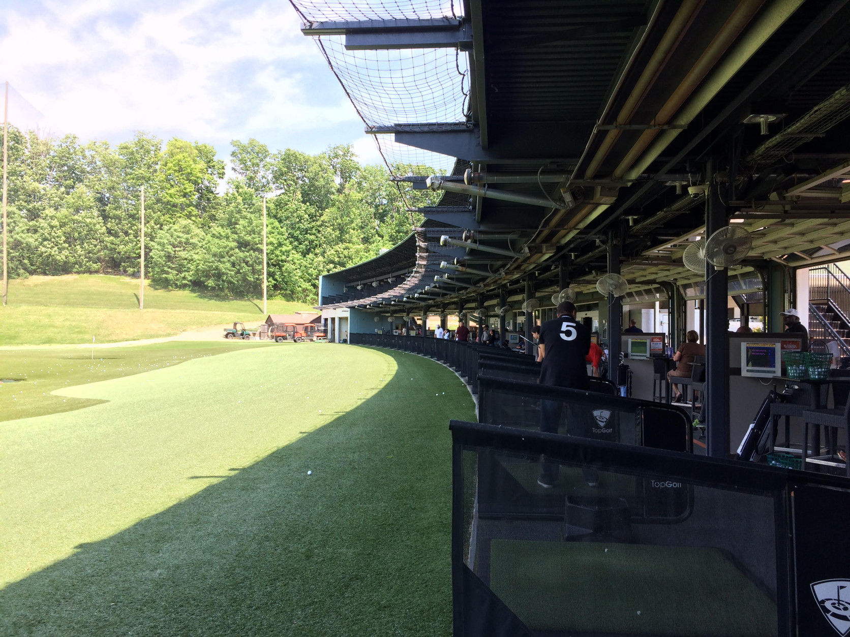 The Alexandria Topgolf location has two levels and 76 bays, compared to three levels and 106 bays at the Loudoun County location. (WTOP/Noah Frank)