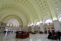 The center cafe and two marble planters, which originally served as fountains, were removed in April. The Union Station Redevelopment Corporation says this renovation allows visitors to the station to fully appreciate the space as it was historically designed. (WTOP/Dave Dildine)