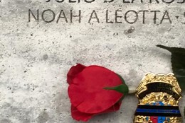 The name of Montgomery County Police Officer Noah Leotta is now on the National Law Enforcement Officers Memorial in Northwest. The names of newly fallen officers are added to the monument each spring, during National Police Week. Leotta died December 10, 2015 after being hit by a suspected drunk driver.
(Photo courtesy of the Montgomery County Police Department)