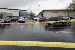 The scene of a shooting at Westfield Montgomery Mall Friday. (WTOP/Megan Cloherty)