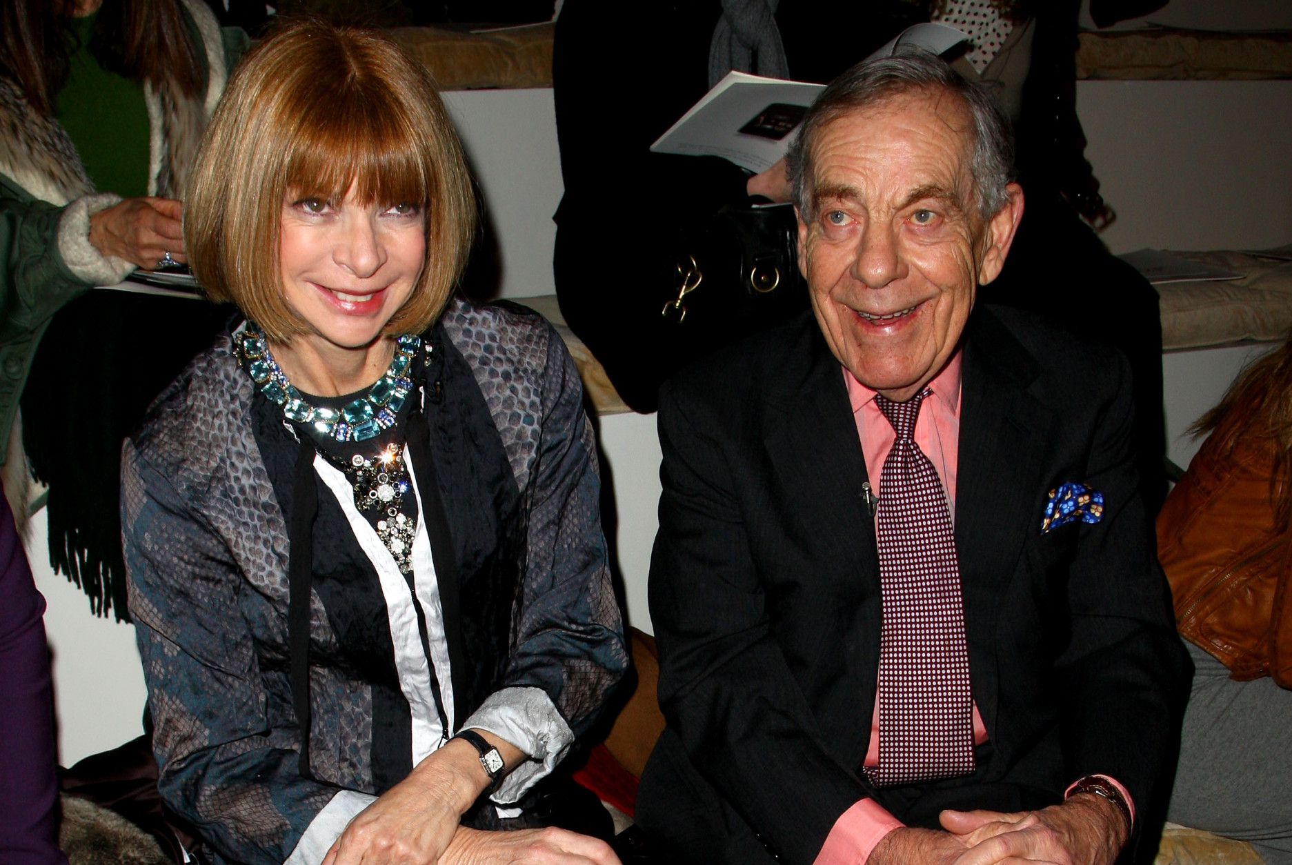 NEW YORK - FEBRUARY 20:  Vogue editor-in-chief Anna Wintour (L) and CBS correspondent Morley Safer attends the Ralph Lauren Fall 2009 fashion show during Mercedes-Benz Fashion Week at Skylight Studio on February 20, 2009 in New York City.  (Photo by Andrew H. Walker/Getty Images)
