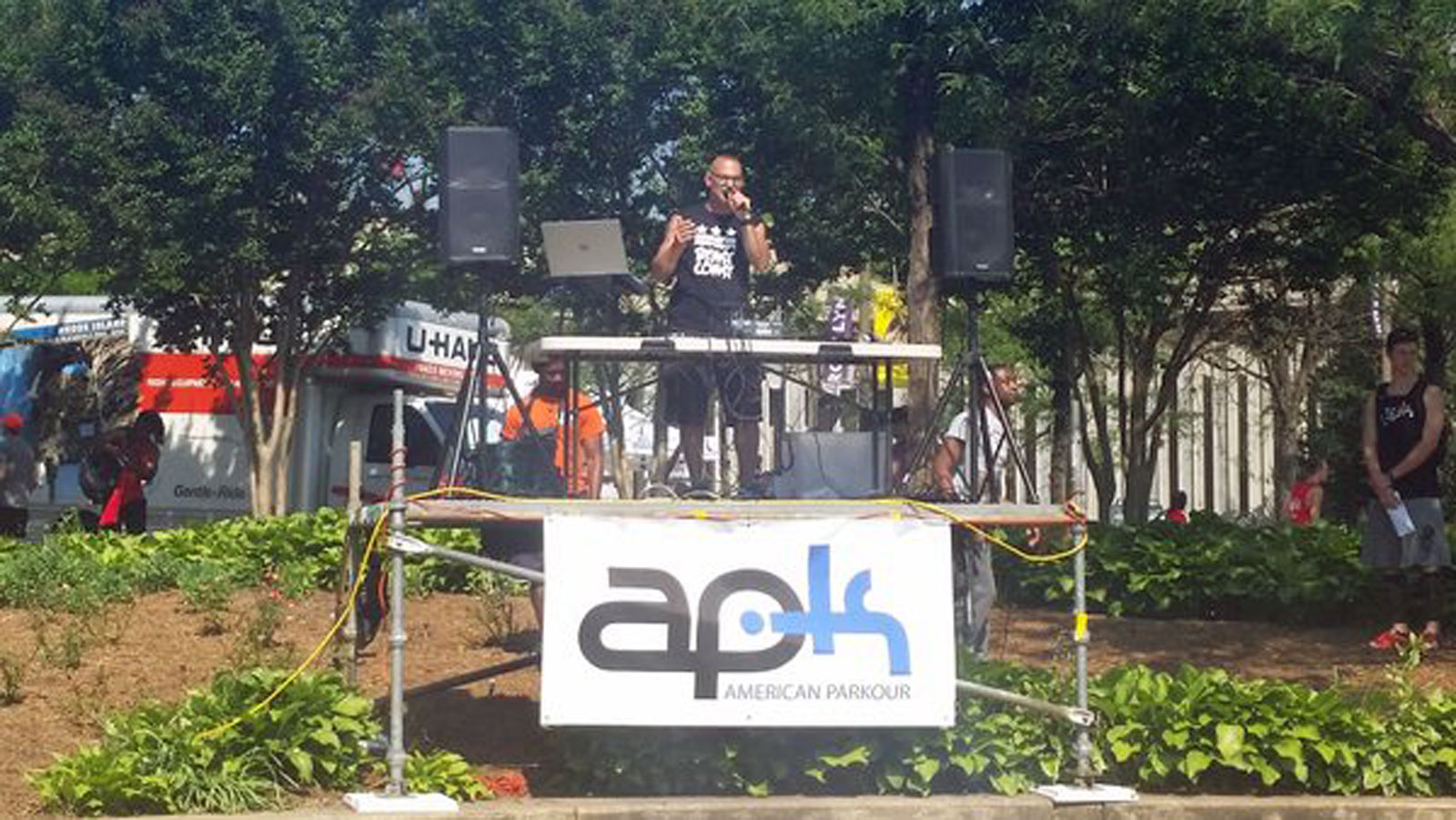 Founder of American Parkour,  Mark Toorock, kicked off 11th annual #Parkour Festival. (WTOP/Kathy Stewart)