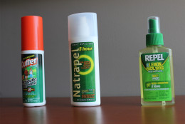 Insect repellent like the three options seen here can effectively ward off mosquitoes that carry the Zika virus, says Mike Raupp, professor of entomology at the University of Maryland. (WTOP/Amanda Iacone)