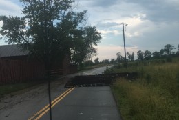 Barn roof pulled off during severe weather on June 21, 2016. (Photo submitted via WTOP app)