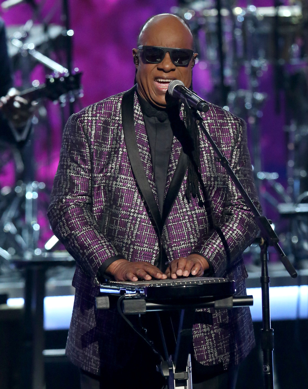 Stevie Wonder performs Take Me With U during a tribute to Prince at the BET Awards at the Microsoft Theater on Sunday, June 26, 2016, in Los Angeles. (Photo by Matt Sayles/Invision/AP)