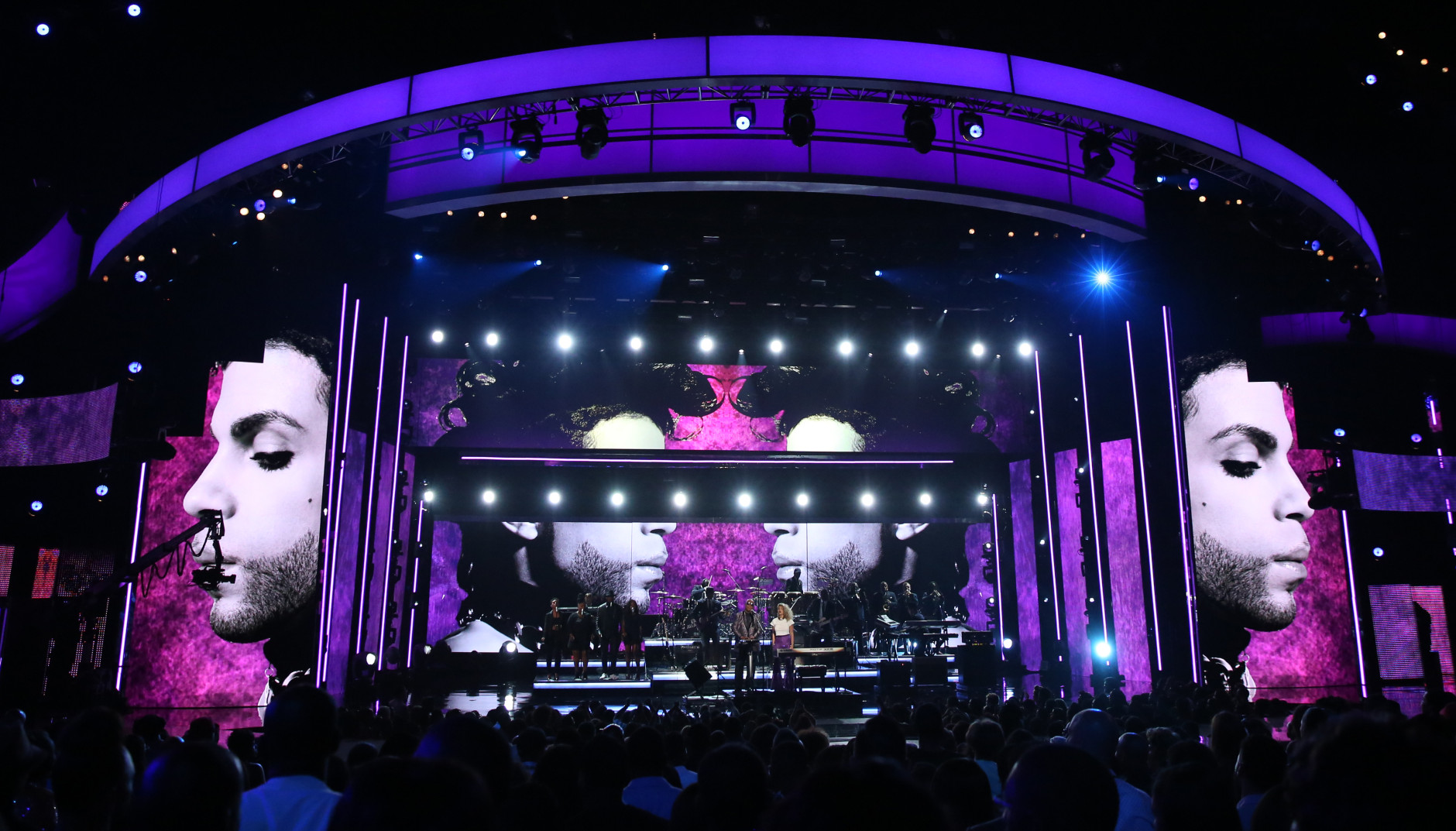 Stevie Wonder and Tori Kelly perform Take Me With U during a tribute to Prince at the BET Awards at the Microsoft Theater on Sunday, June 26, 2016, in Los Angeles. (Photo by Matt Sayles/Invision/AP)