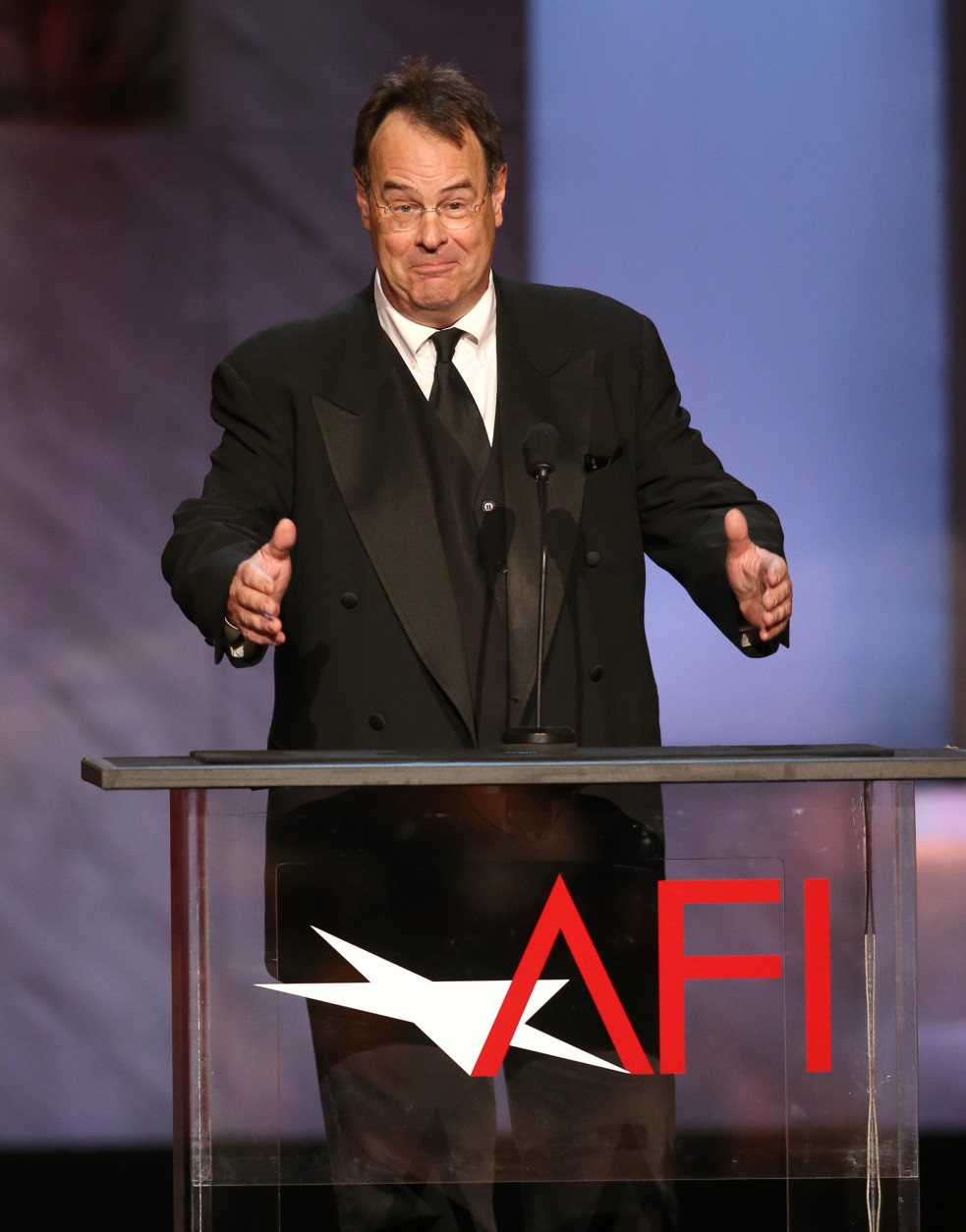 Dan Aykroyd speaks at the 43rd AFI Lifetime Achievement Award Tribute Gala at the Dolby Theatre on Thursday, June 4, 2015, in Los Angeles. (Photo by Paul A. Hebert/Invision/AP)