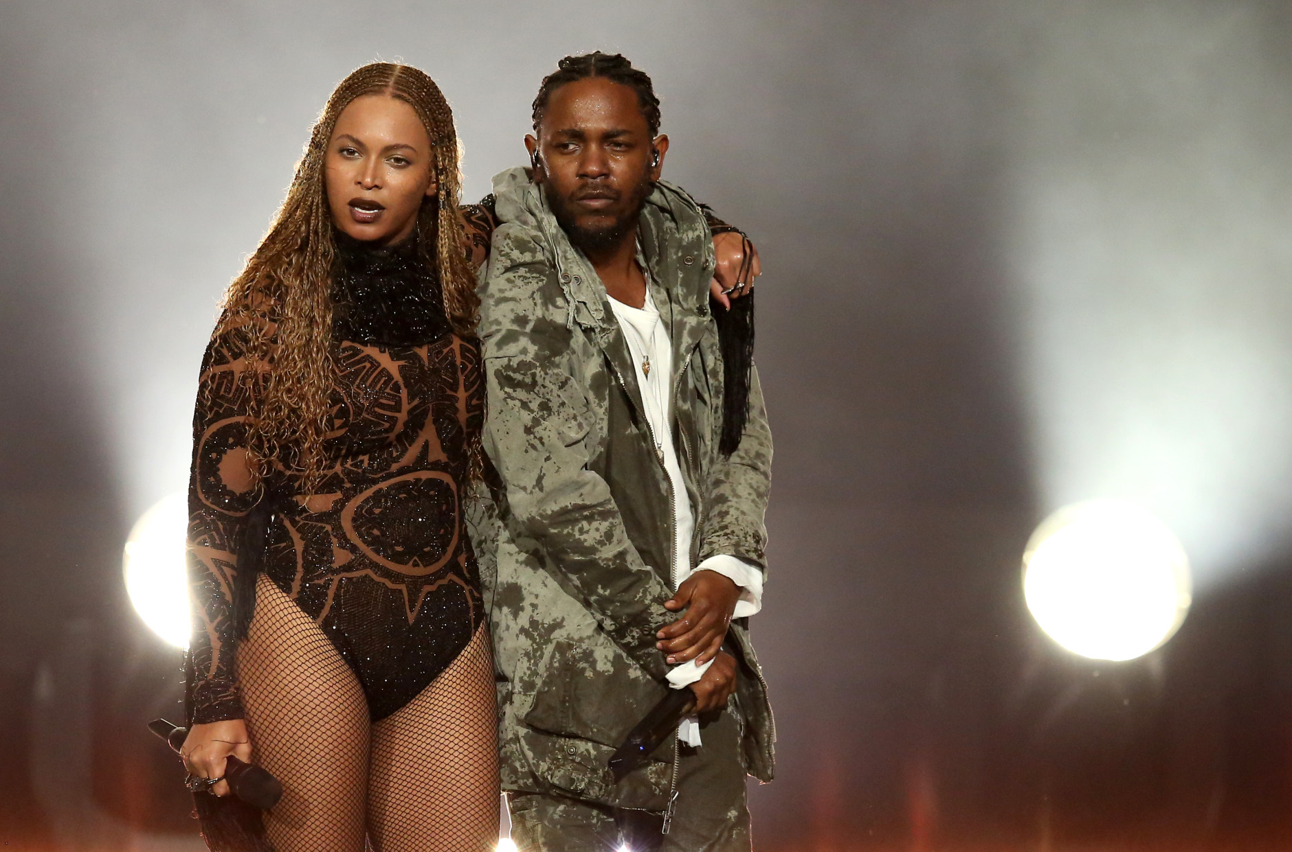 Beyonce, left, and Kendrick Lamar perform Freedom at the BET Awards at the Microsoft Theater on Sunday, June 26, 2016, in Los Angeles. (Photo by Matt Sayles/Invision/AP)