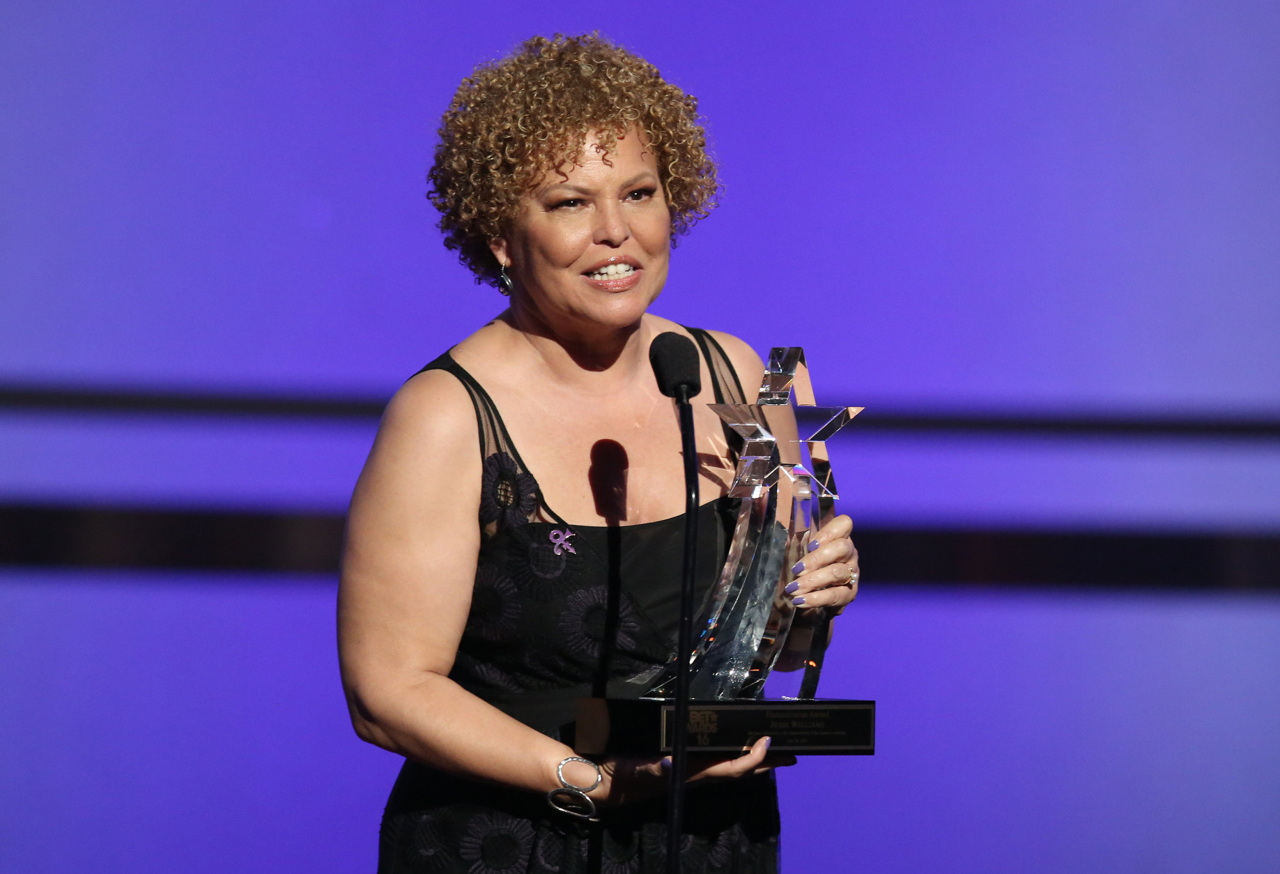 Debra Lee, Chairman and CEO of BET, presents the humanitarian award at the BET Awards at the Microsoft Theater on Sunday, June 26, 2016, in Los Angeles. (Photo by Matt Sayles/Invision/AP)
