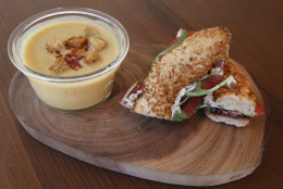 Simit Sandwiches offered at the Chobani SoHo Café on Thursday, April 24, 2014, in New York. (John Minchillo/AP Images for Chobani)
