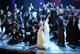 The cast of Fiddler on the Roof perform at the Tony Awards at the Beacon Theatre on Sunday, June 12, 2016, in New York. (Photo by Evan Agostini/Invision/AP)