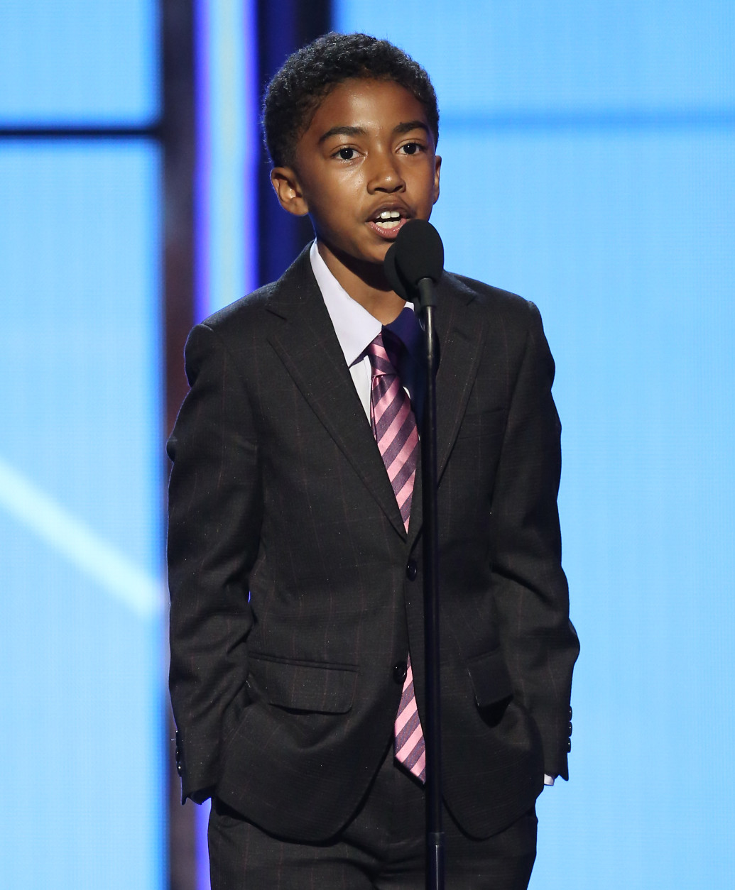 Miles Brown speaks at the BET Awards at the Microsoft Theater on Sunday, June 26, 2016, in Los Angeles. (Photo by Matt Sayles/Invision/AP)