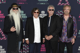 The Oak Ridge Boys, from left, William Lee Golden, Richard Sterban,  Joe Bonsall, and  Duane Allen arrive at the CMT Music Awards at the Bridgestone Arena on Wednesday, June 8, 2016, in Nashville, Tenn. (Photo by Sanford Myers/Invision/AP)