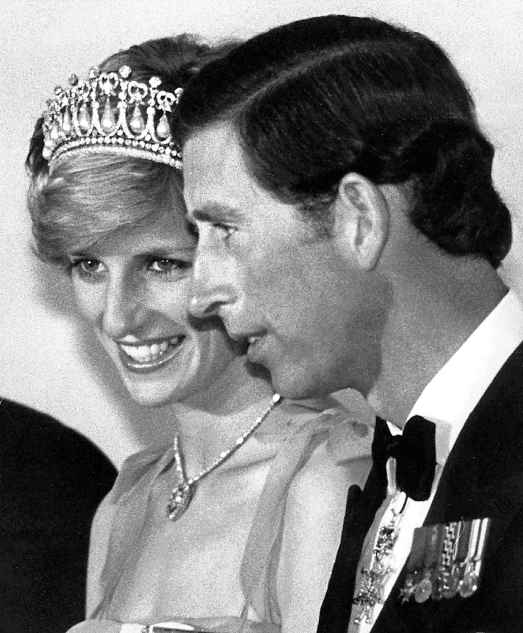 Diana, Princess of Wales, stands with Prince Charles as they arrive for a formal dinner in Ottawa, Canada, at Governor General Ed Schreyer's home in this June 20, 1983, file photo. Diana, her companion Dodi Fayed and their chauffeur were killed in a car accident early Sunday in Paris. (AP Photo/PA) *UNITED KINGDOM OUT*