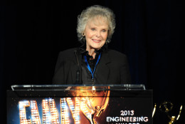 Actress June Lockhart presents the Emmy Engineering Award onstage at the 65th Primetime Emmy Engineering Awards, on Wednesday, October 23, 2013, at Loews Hollywood Hotel, in Hollywood, Calif. (Photo by Frank Micelotta/Invision for Academy of Television Arts &amp; Sciences/AP Images)