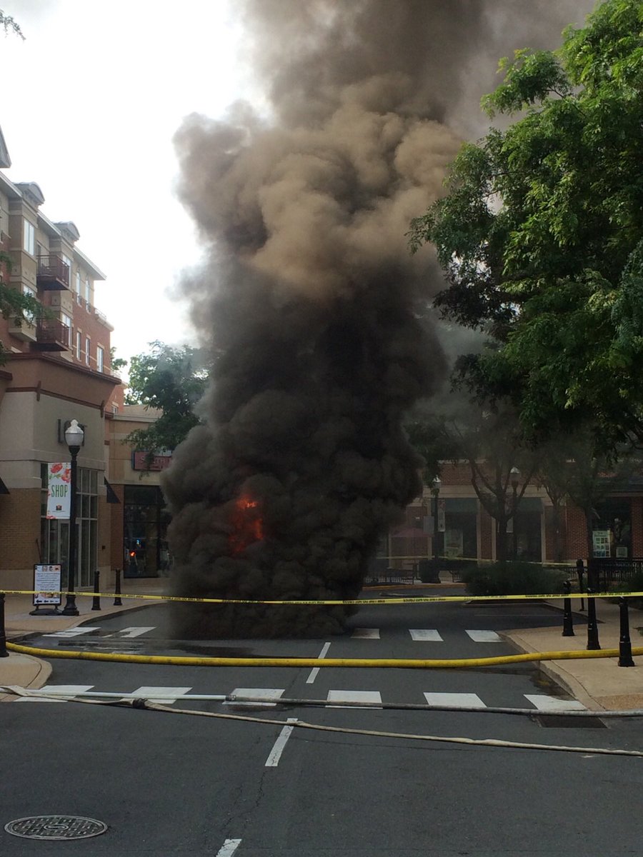 The transformer fire on Clarendon Boulevard at about 9:15 a.m. Tuesday. (Courtesy of the Arlington County Fire Department)