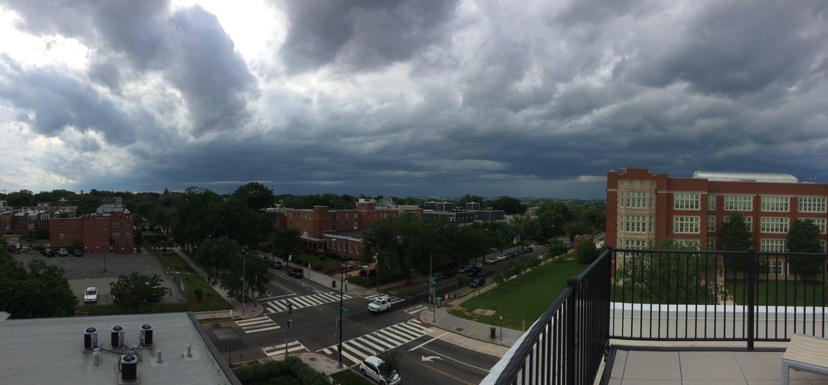 Clouds are looking pretty ominous from this rooftop in Lincoln Park on Sunday, June 6, 2016. (WTOP/Noah Frank)