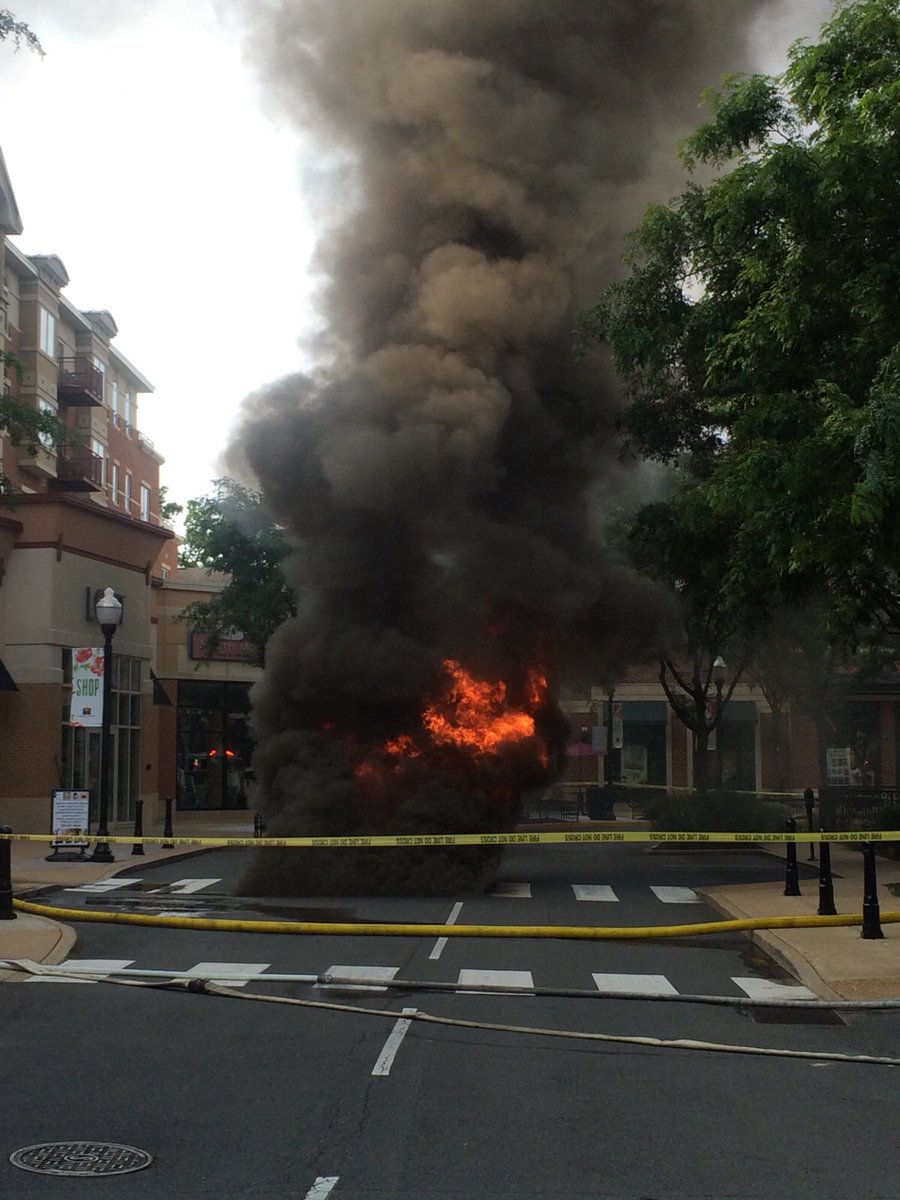 The transformer fire on Clarendon Boulevard at about 9:15 a.m. Tuesday. (Courtesy of the Arlington County Fire Department)