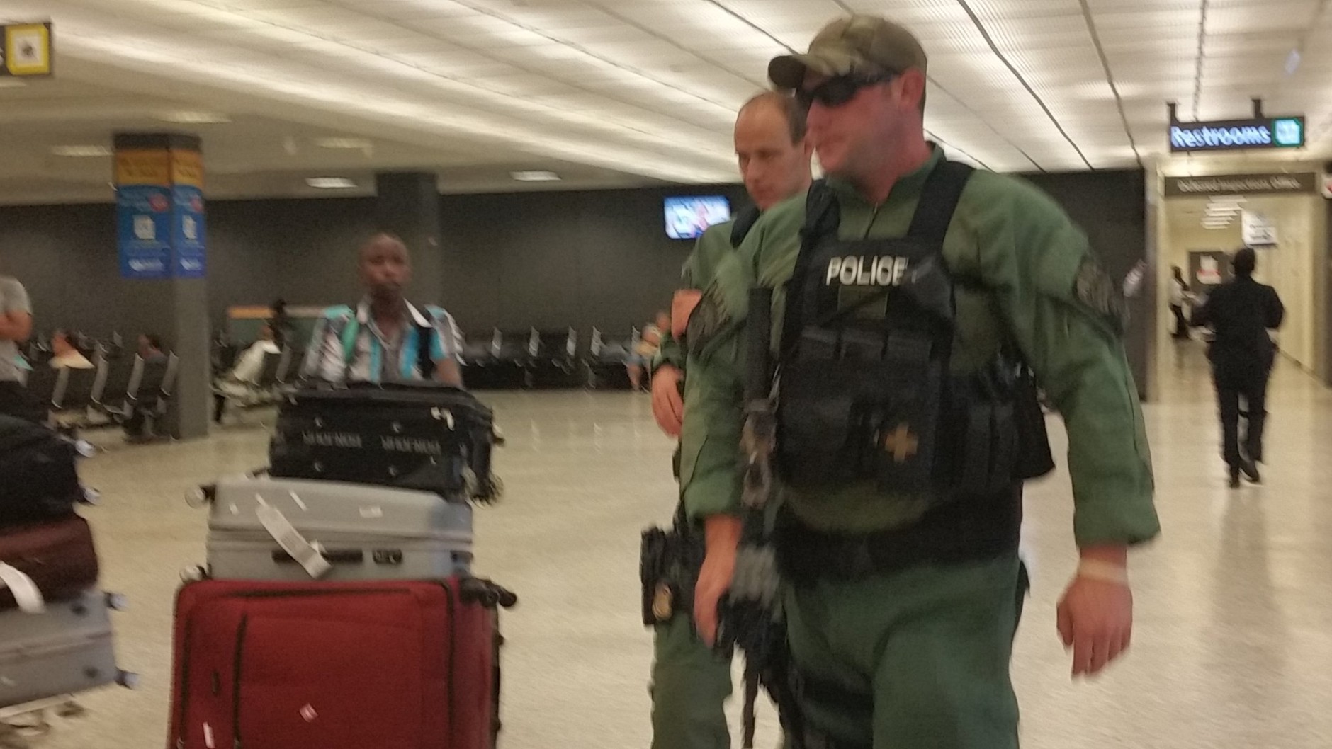 Increased security at Dulles International Airport on Wednesday, June 29, 2016, a day after terror attacks killed dozens at the airport in Istanbul. (WTOP/Kathy Stewart)