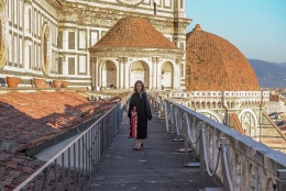 FLORENCE, ITALY - JANUARY 05:  Director and actress Angela Ismailos poses for a photo on the Terraces of Cathedral of Santa Maria del Fiore ('Terrazze del Duomo') on January 5, 2015 in Florence, Italy.  (Photo by Laura Lezza/Getty Images)
