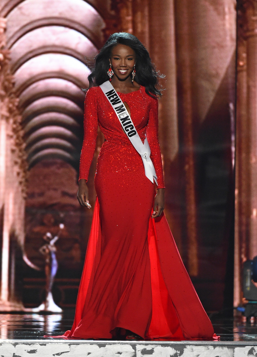 LAS VEGAS, NV - JUNE 01:  Miss New Mexico USA Naomie Germain competes in the evening gown competition during the 2016 Miss USA pageant preliminary competition at T-Mobile Arena on June 1, 2016 in Las Vegas, Nevada. The 2016 Miss USA will be crowned on June 5 in Las Vegas.  (Photo by Ethan Miller/Getty Images)