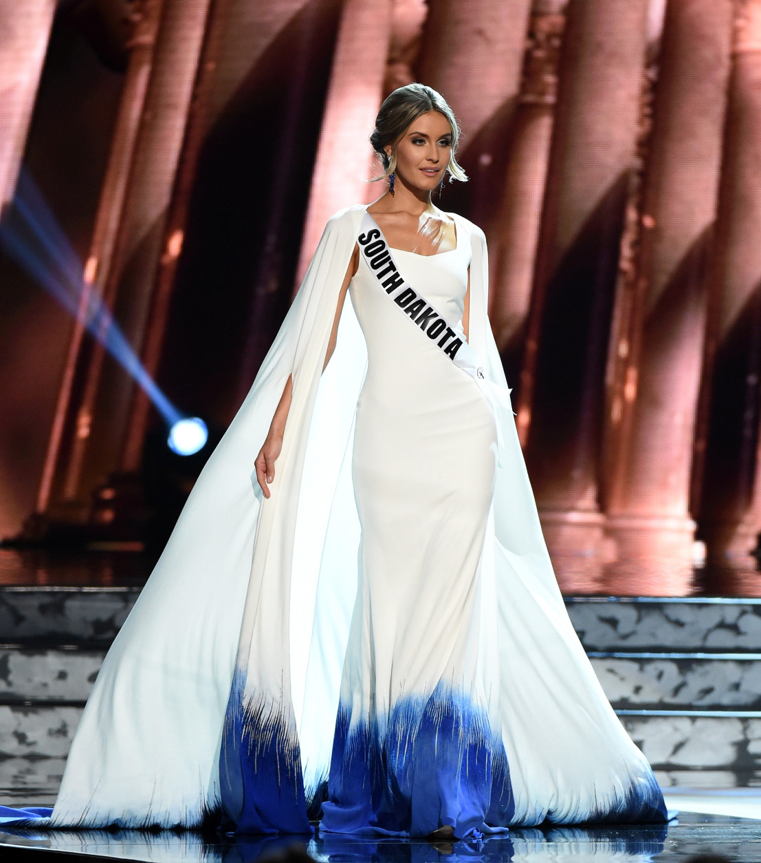 LAS VEGAS, NV - JUNE 01:  Miss South Dakota USA Madison McKeown competes in the evening gown competition during the 2016 Miss USA pageant preliminary competition at T-Mobile Arena on June 1, 2016 in Las Vegas, Nevada. The 2016 Miss USA will be crowned on June 5 in Las Vegas.  (Photo by Ethan Miller/Getty Images)