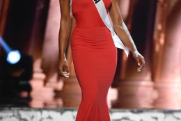 LAS VEGAS, NV - JUNE 01:  Miss Virginia USA Desi Williams competes in the evening gown competition during the 2016 Miss USA pageant preliminary competition at T-Mobile Arena on June 1, 2016 in Las Vegas, Nevada. The 2016 Miss USA will be crowned on June 5 in Las Vegas.  (Photo by Ethan Miller/Getty Images)