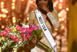 LAS VEGAS, NV - JUNE 05:  Miss District of Columbia USA 2016 Deshauna Barber reacts as she is crowned Miss USA 2016 during the 2016 Miss USA pageant at T-Mobile Arena on June 5, 2016 in Las Vegas, Nevada.  (Photo by Ethan Miller/Getty Images)