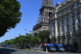 PARIS, FRANCE - JUNE 09:  Security measures are seen ahead of the UEFA Euro 2016 at the Eiffel Tower on June 9, 2016 in Paris, France. The opening match of the tournament is on June 10.  (Photo by Shaun Botterill/Getty Images)