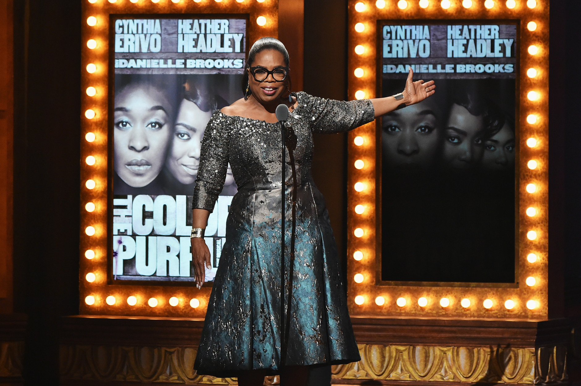NEW YORK, NY - JUNE 12:  Oprah Winfrey speaks onstage during the 70th Annual Tony Awards at The Beacon Theatre on June 12, 2016 in New York City.  (Photo by Theo Wargo/Getty Images for Tony Awards Productions)