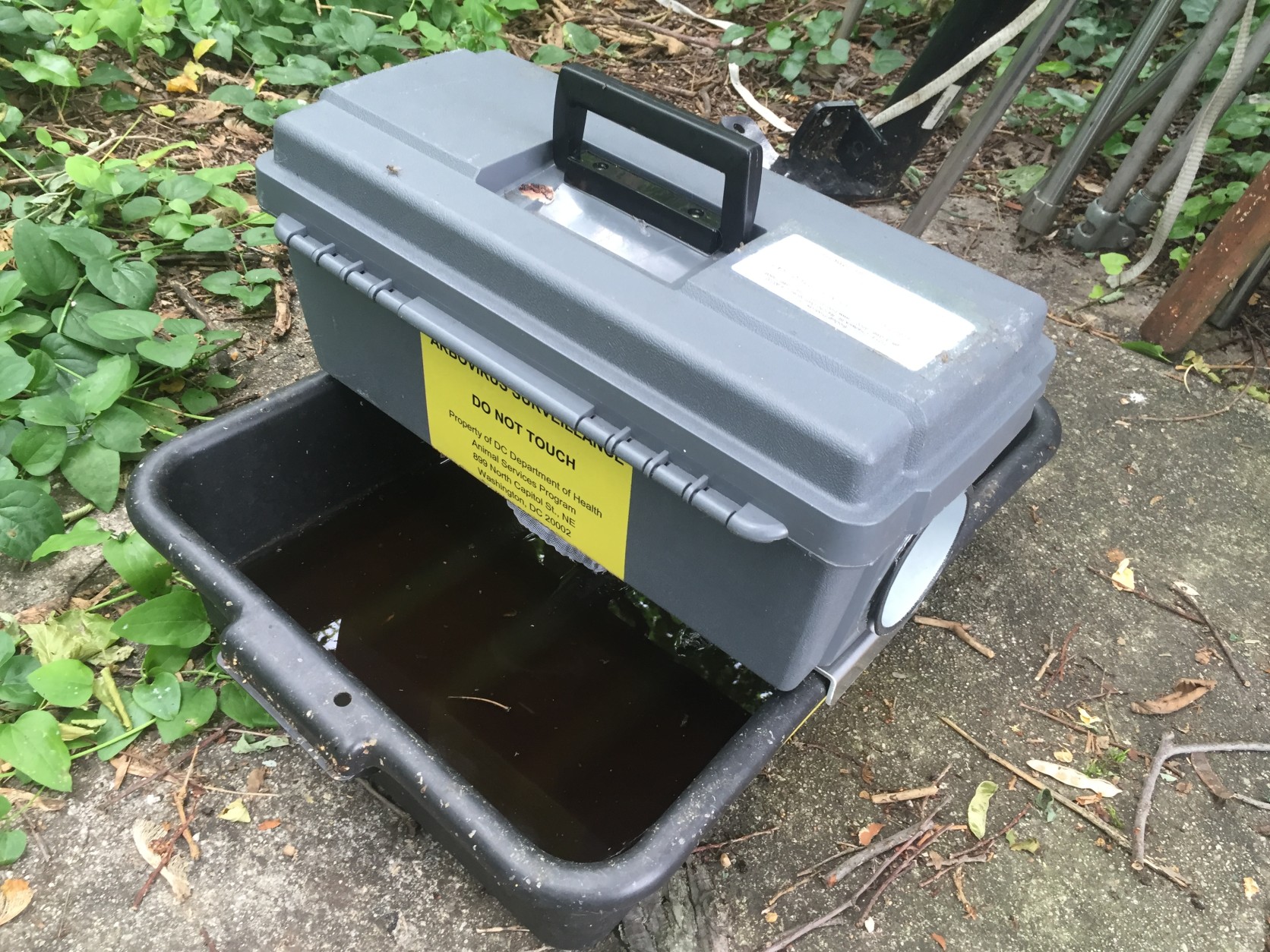 One of the mosquito traps. There are at least four in each ward. (WTOP/Mike Murillo)
