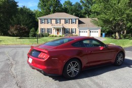 Even though it has an updated look, it still says Mustang and has the high hood line and low-slung coupe profile not to mention the signature tail lights. (WTOP/Mike Parris)