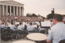 The military band performs on July 4, 2001 at the Lincoln Memorial. (Courtesy U.S. Air Force Colonel Lowell E. Graham)