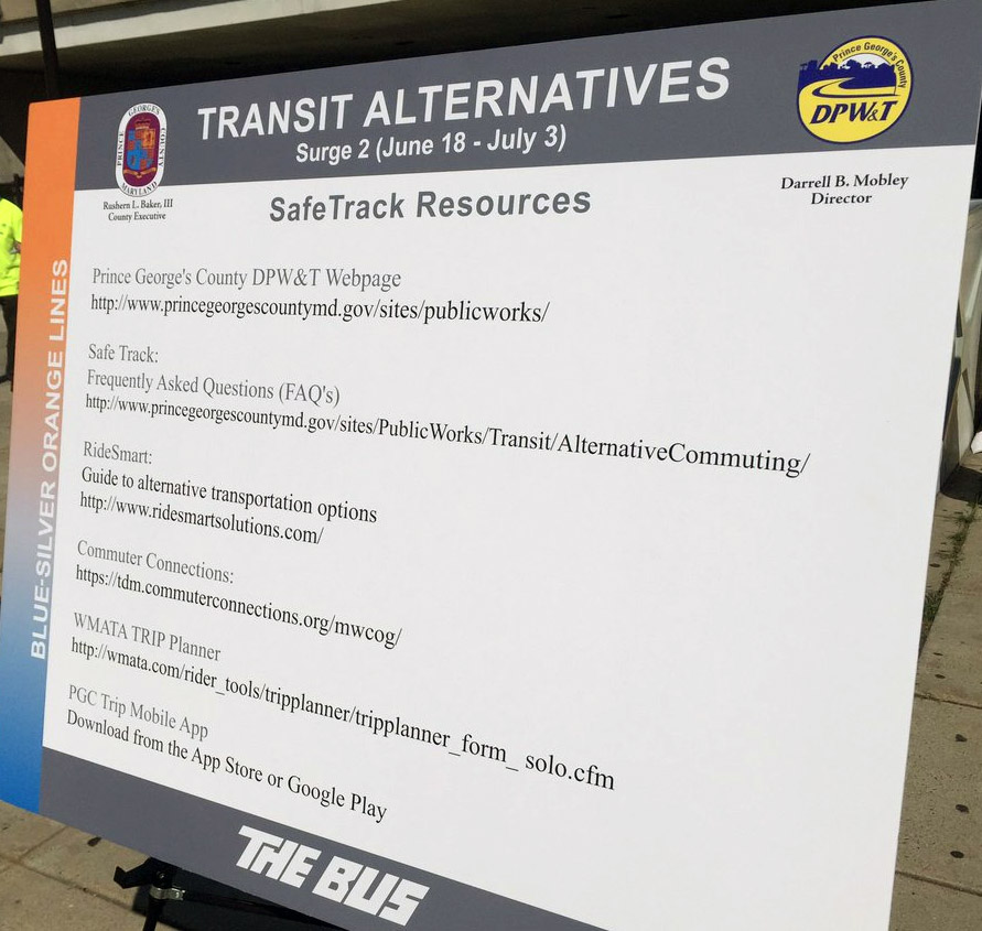Prince George's County suggests commuters check out some of these resources to help them navigate through the region during the upcoming Metro track closure between Eastern Market and Bennning Road and Minnesota Avenue. (WTOP/Neal Augenstein)