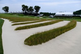 OAKMONT, PA - JUNE 15:  The church pew bunkers are seen during a practice round prior to the U.S. Open at Oakmont Country Club on June 15, 2016 in Oakmont, Pennsylvania.  (Photo by Ross Kinnaird/Getty Images)