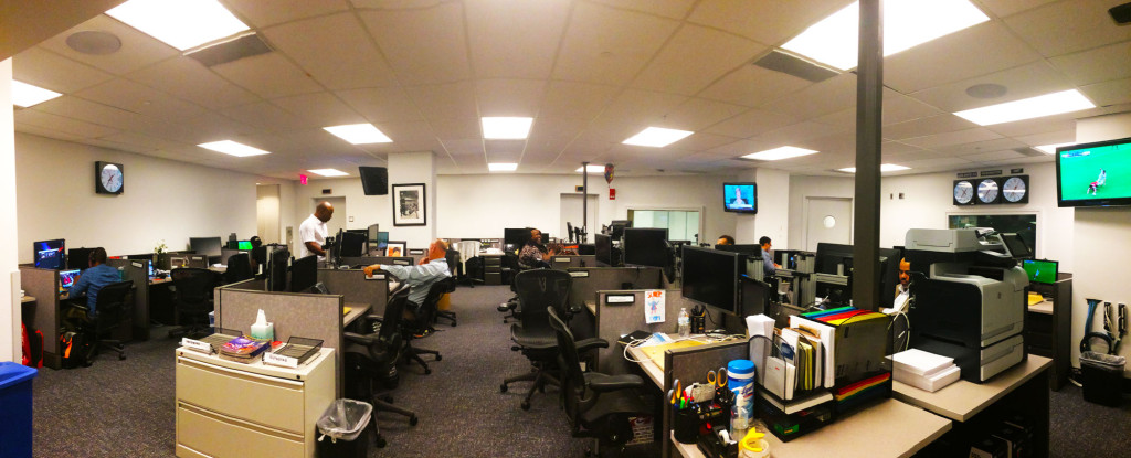 The Undefeated's offices, taking over an old ABC Radio station. (WTOP/Noah Frank)