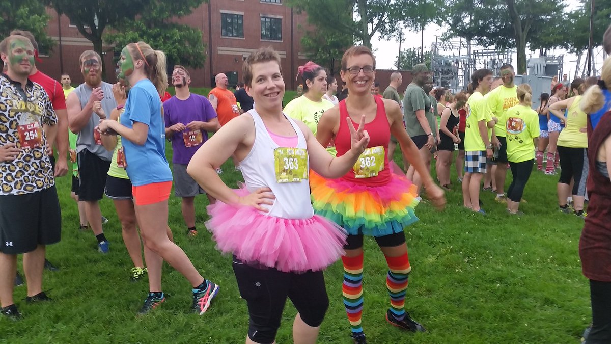 These runners are about to get thier tutus muddy during the 2016 Run Amuck race at Quantico Marine Base. (WTOP/Kathy Stewart via Twitter)