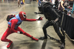 Spiderman and the creature from Aliens square off. (WTOP/Mike Murillo)