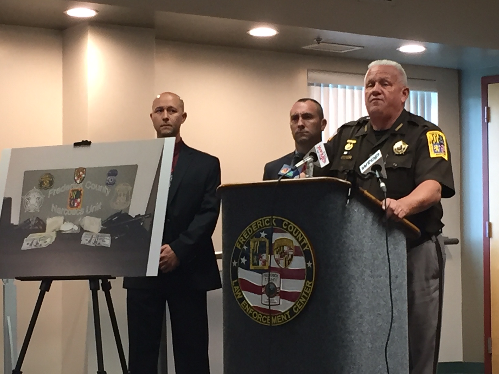 Frederick County Sheriff Chuck Jenkins announces a major heroin bust, the biggest in the county’s history, on Friday, June 17, 2016. (WTOP/Dennis Foley)