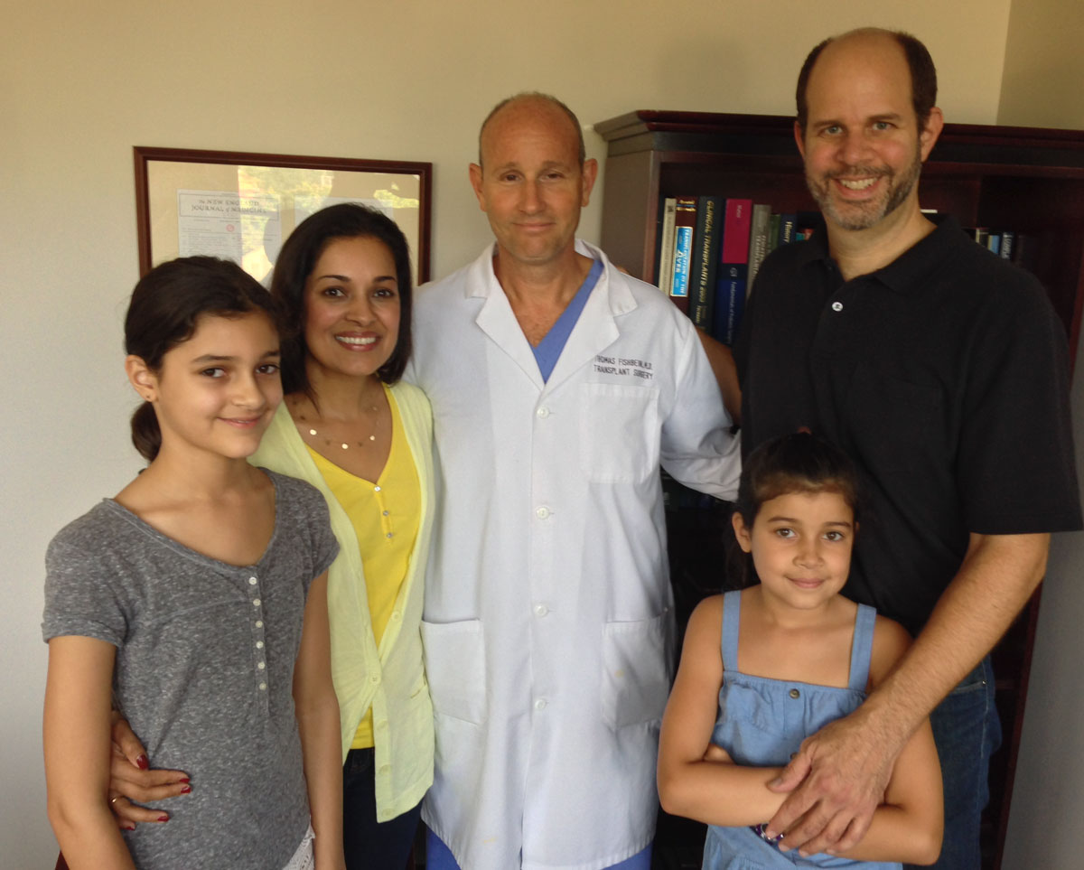 The Fawcett family and a member of the transplant surgery team at MedStar Georgetown University Hospital. Pictured L to R is Saira, Mira, Serena and Miles. (Courtesy  the Fawcett family)