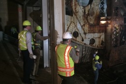 Local leaders inspect the structural foundation of Memorial Bridge. (Courtesy Office of Sen. Mark Warner)