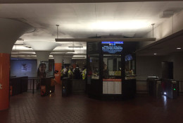 Metro's Gallery Place/Chinatown station reopened a short time later after debris caught fire on the tracks Monday night. (WTOP/Mike Murillo)