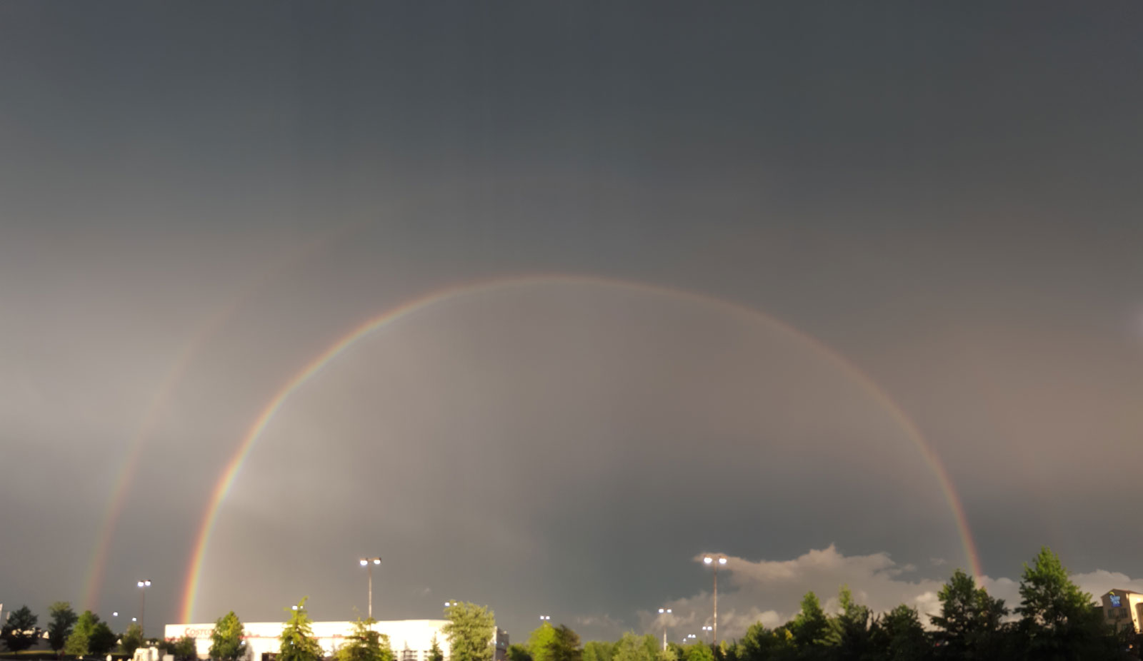 A double rainbow appears in Winchester, Virginia on June 16, 2016 after storms rolled through the region. (Courtesy Joel Griggs)