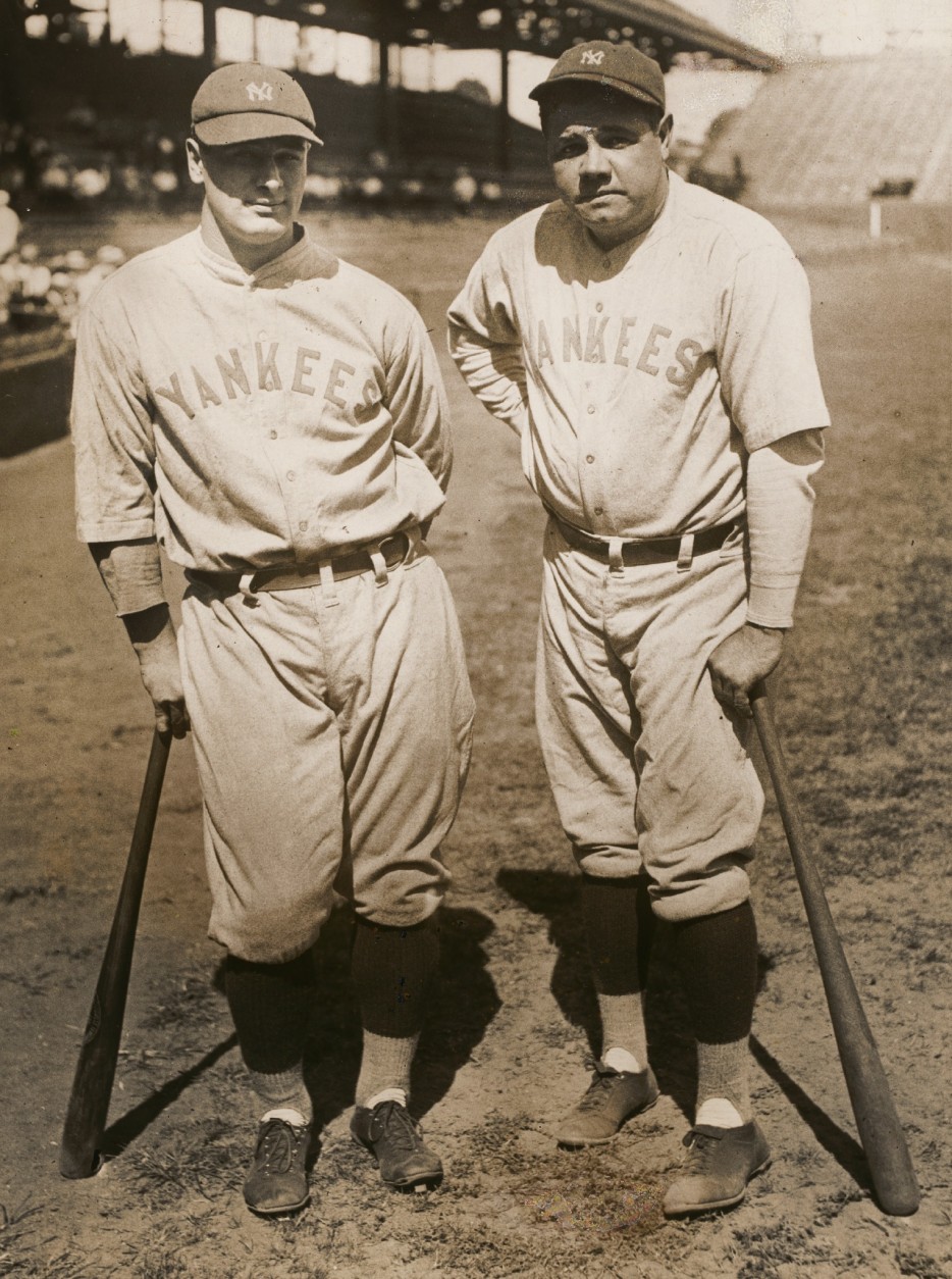 Lou Gehrig and Babe Ruth by Unidentified Artist in 1931. (Courtesy Smithsonian Institution)