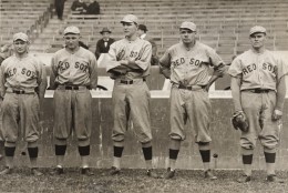 Babe Ruth and other Red Sox pitchers by Underwood & Underwood, 1915. (Courtesy National Portrait Gallery, Smithsonian Institution)